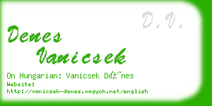 denes vanicsek business card